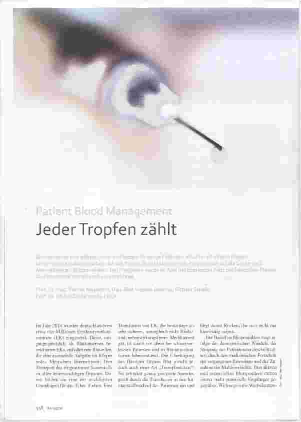 Vorschauseite 1: Patient Blood Management Jeder Tropfen zählt