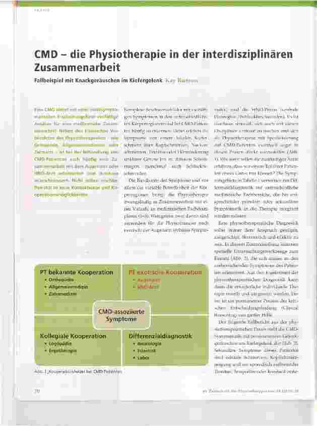 Vorschauseite 1: CMD die Physiotherapie in der interdisziplinären Zusammenarbeit