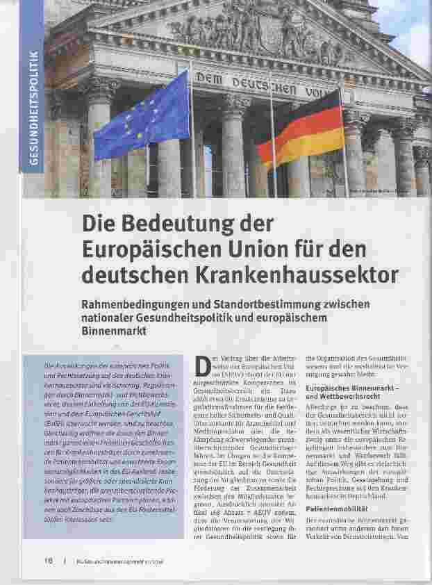 Vorschauseite 1: Die Bedeutung der Europäischen Union für den deutschen Krankenhaussektor