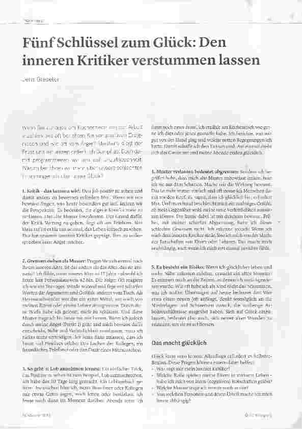 Vorschauseite 1: Fünf Schlüssel zum Glück: Den inneren Kritiker verstummen lassen