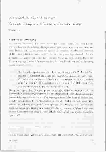 Vorschauseite 1: „NOCH IM ALTER TRAGEN SIE FRUCHT! Gott und Gerontologie in der Perspektive der biblischen Spiritualität
