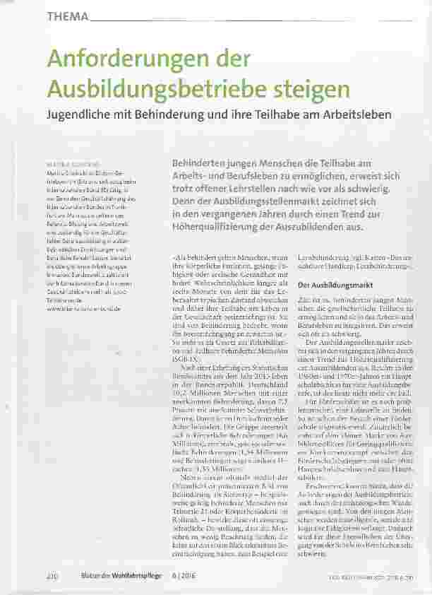 Vorschauseite 1: Anforderungen der Ausbildungsbetriebe steigen