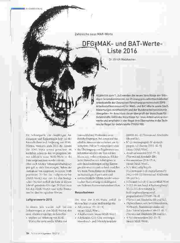 Vorschauseite 1: DFG-MAKund BAT-Werte-Liste 2016