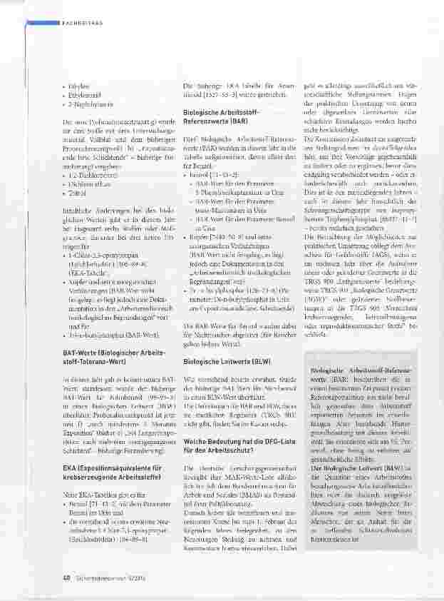Vorschauseite 5: DFG-MAKund BAT-Werte-Liste 2016