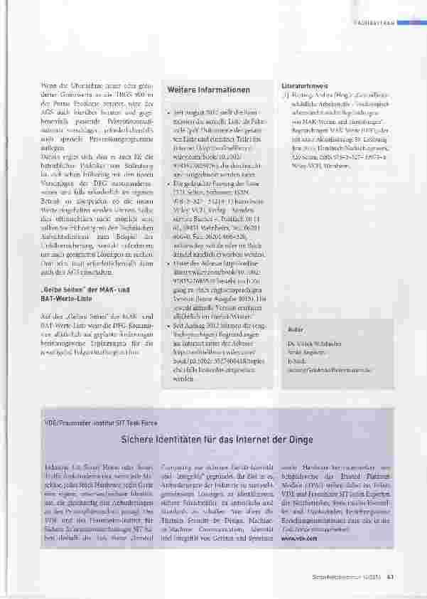 Vorschauseite 6: DFG-MAKund BAT-Werte-Liste 2016