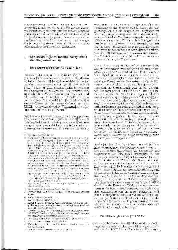 Vorschauseite 4: Verfassungsrechtliche Fragen hinsichtlich der Zulässigkeit eines Finanzausgleichs zwischen gesetzlicher und privater Pflegeversicherung