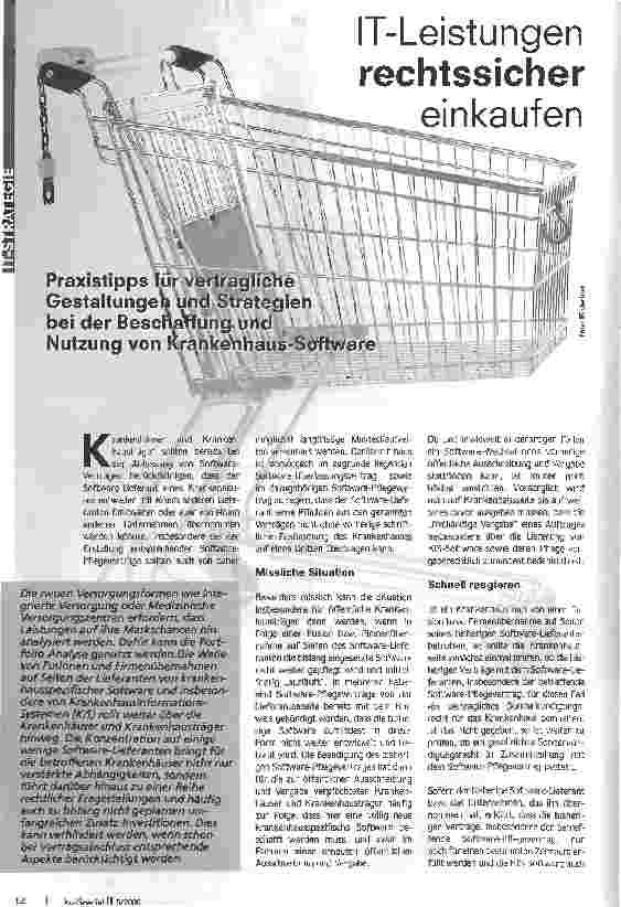 Vorschauseite 1: IT-Leistungen rechtssicher einkaufenPraxistipps füf verrtragliche Gestaltungen und Strategie bei der Beschaffung und Nutzung von Krankenhaus-Software