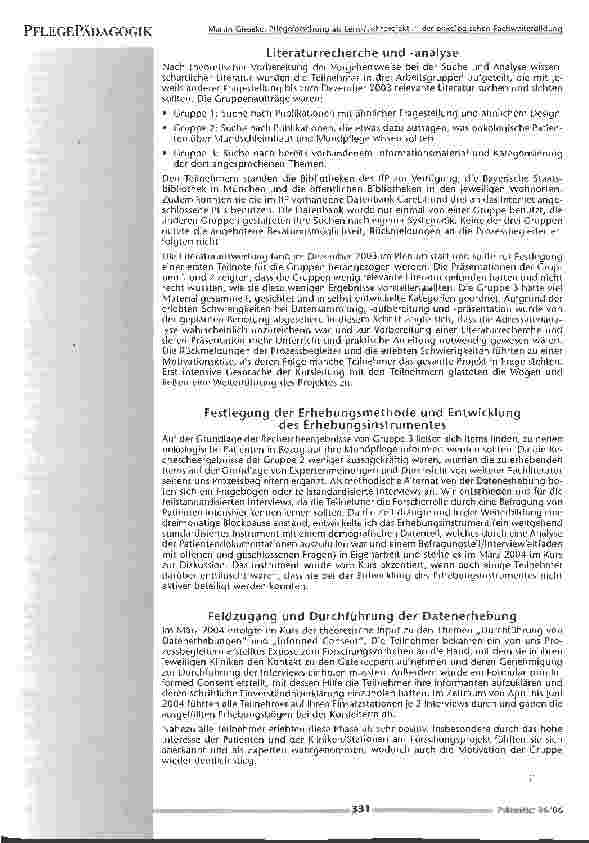 Vorschauseite 3: Pflegeforschung als Lern-/Lehr-projekt in der onkologischen Fachweiterbildung