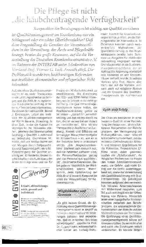 Vorschauseite 1: Die Pflege ist nicht die häubchentragende Verfügbarkeit