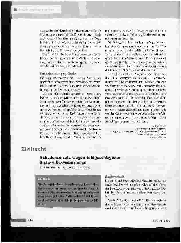 Vorschauseite 1: Schadensersatz wegen fehlgeschlagener Erste-Hilfe-Maßnahmen