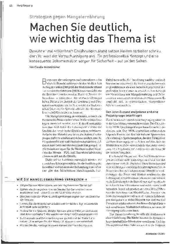 Vorschauseite 1: Strategien gegen Mangelernährung - Machen Sie deutlich, wie wichtig das Thema ist