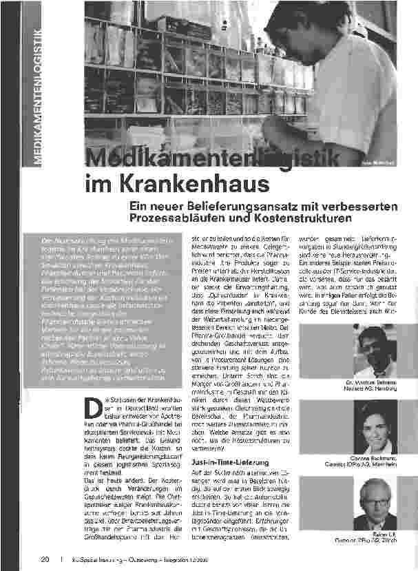 Vorschauseite 1: Medikamentenlogistik im Krankenhaus