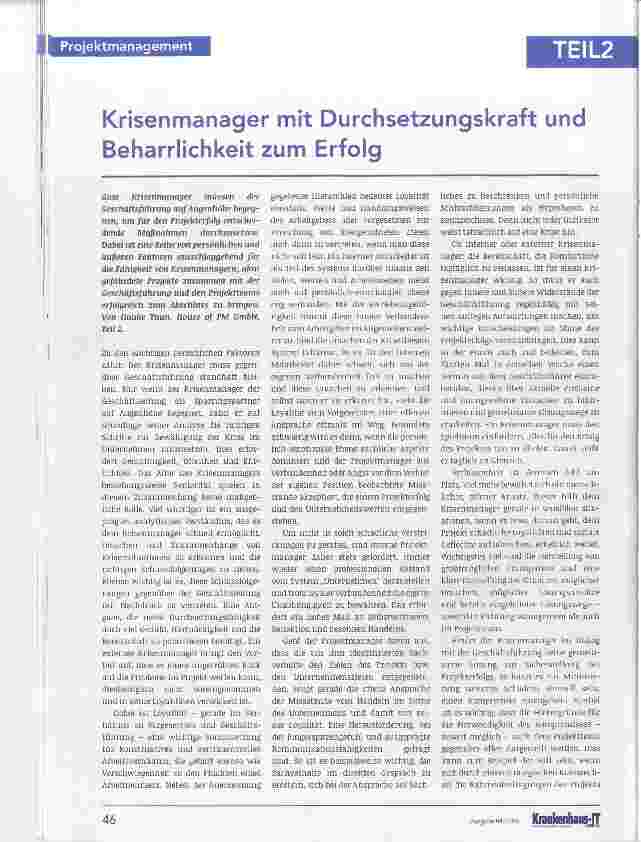 Vorschauseite 1: Krisenmanager mit Durchsetzungskraft und Beharrlichkeit zum Erfolg