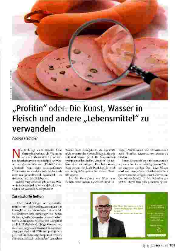 Vorschauseite 1: „Profitin oder: Die Kunst, Wasser in Fleisch und andere „Lebensmittel zu verwandeln
