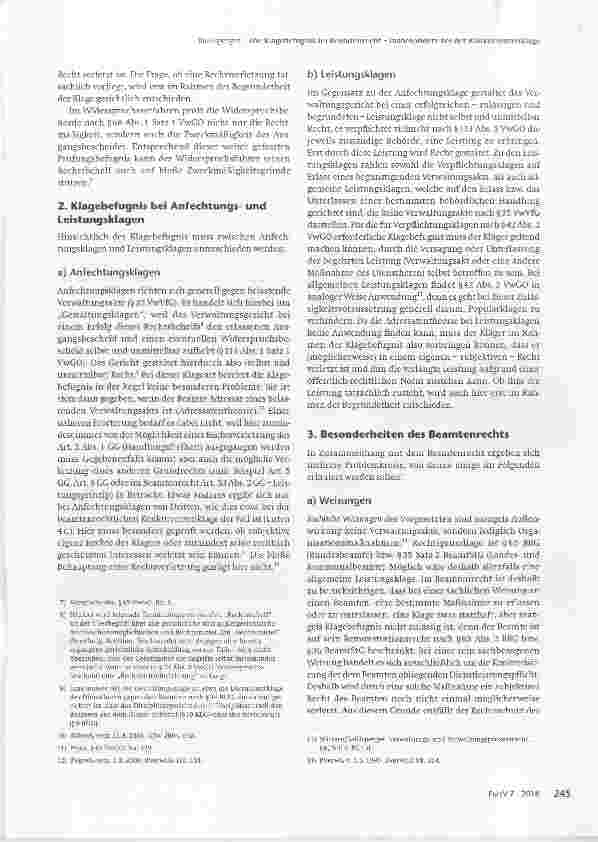 Vorschauseite 2: Die Klagebefagnis im Beamtenrecht - insbesondere bei der Konkurrentenklage