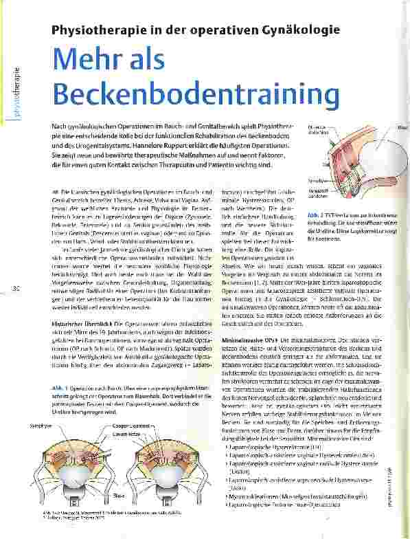 Vorschauseite 1: Mehr als BeckenbodentrainingPhysiotherapie in der operativen Gynäkologie