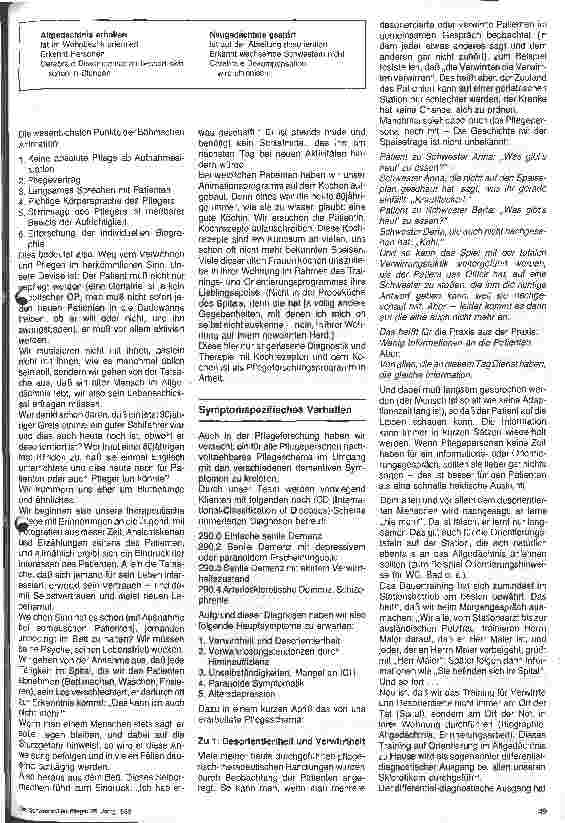 Vorschauseite 2: Neuorientierung der gerontologischen und gerontologischpsychiatrischen Krankenpflege