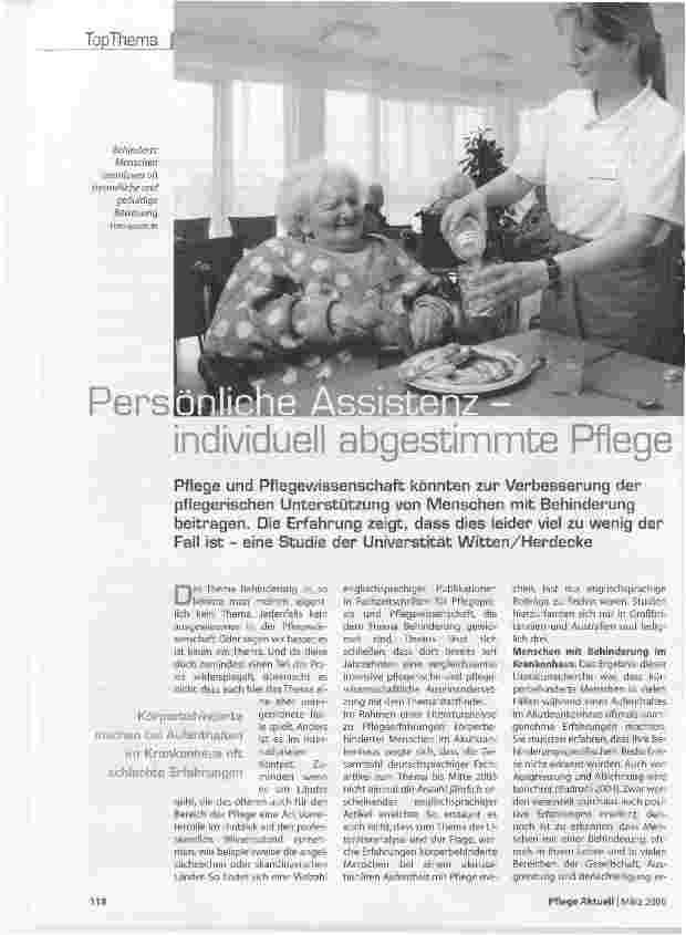 Vorschauseite 1: Persönliche Assistenz - individuell abgestimmte Pflege