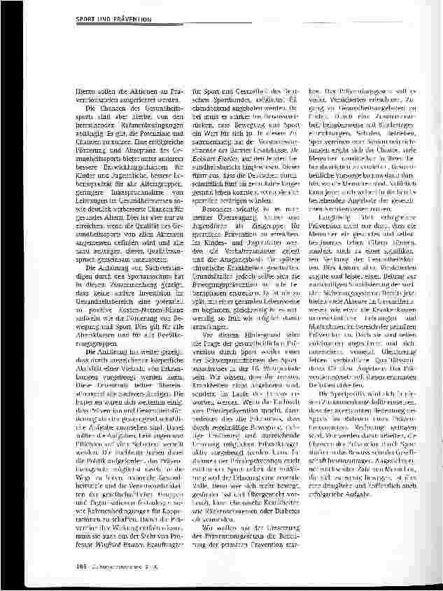 Vorschauseite 2: Die Kompetenzen des Sports bei der gesundheitlichen Prävention nutzen Eine Betrachtung aus sportpolitischer Sicht