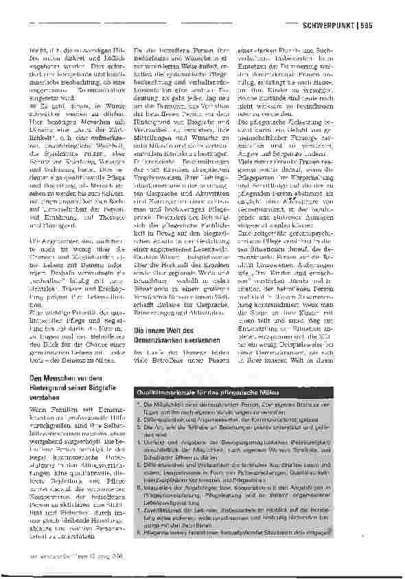 Vorschauseite 2: Pflege DemenzkrankerKommunikation - der Schlüssel zum Menschen mit Demenz