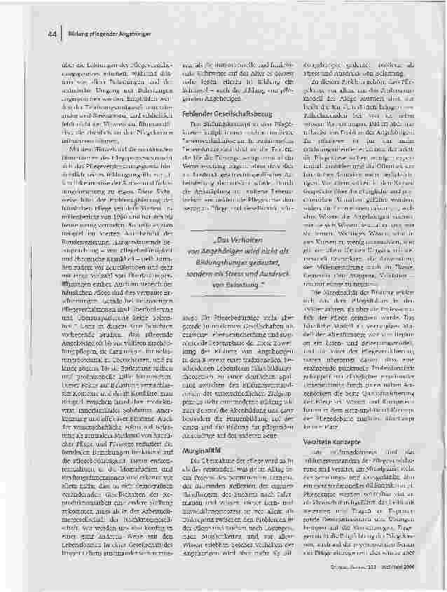 Vorschauseite 3: Ein veraltetes KonzeptDie Bildung von pflegenden Angehörigen nach demPflegeversicherungsgesetz