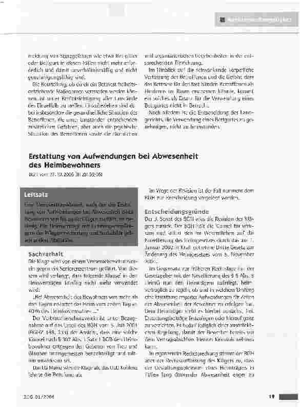 Vorschauseite 1: Erstattung von Aufwendungen bei Abwesenheit des Heimbewohners