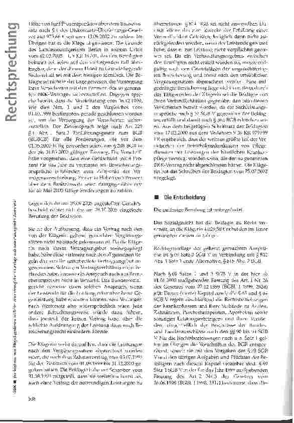 Vorschauseite 3: Krankenkasse muss Pflegedienstkosten bei Fehlen einer vertraglichen Grundlage nach Bereicherungsrecht übernehmen