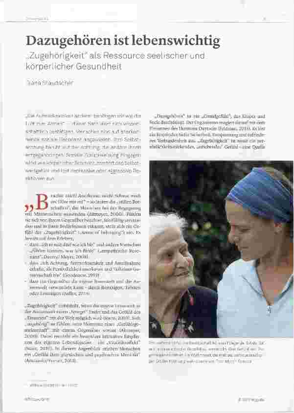 Vorschauseite 1: Dazugehören ist lebenswichtig „Zugehörigkeit“ als Ressource seelischer und körperlicher Gesundheit