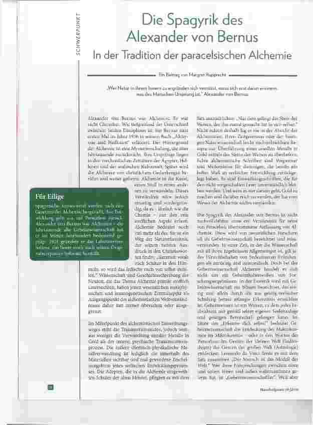 Vorschauseite 1: Die Spagyrik des Alexander von Bernus In der Tradition der paracelsischen Alchemie