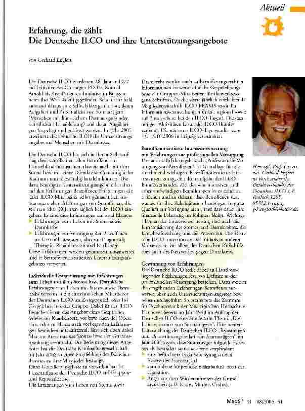 Vorschauseite 1: Erfahrung, die zähltDie Deutsche ILCO und ihre Unterstützungsangebote