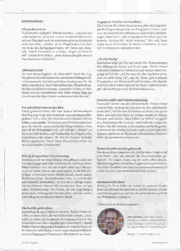 Vorschauseite 2: Nicht im Heim, sondern Zuhause Wie Demenz-WG-Bewohner den Alltag meistern