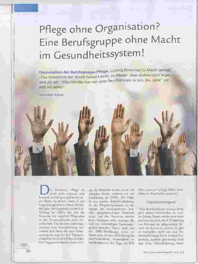Vorschauseite 1: Pflege ohne Organisation? Eine Berufsgrupp ohne Macht im Gesundheitssystem!