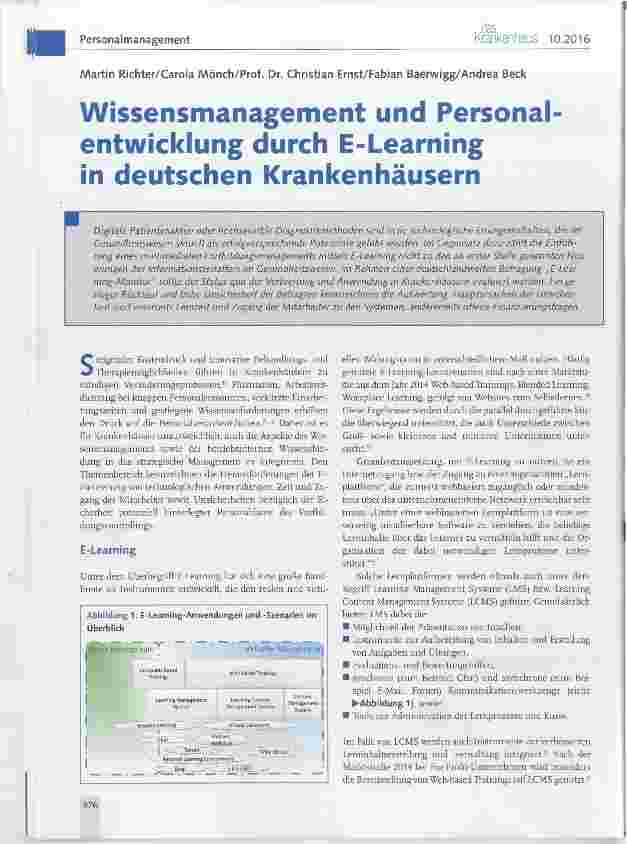 Vorschauseite 1: Wissensmanagement und Personalentwicklung durch E-Learning in deutschen Krankenhäusern