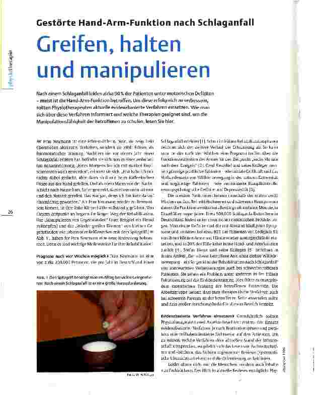 Vorschauseite 1: Greifen, halten und manipulierenGestörte Hand-Arm-Funktion nach Schlaganfall