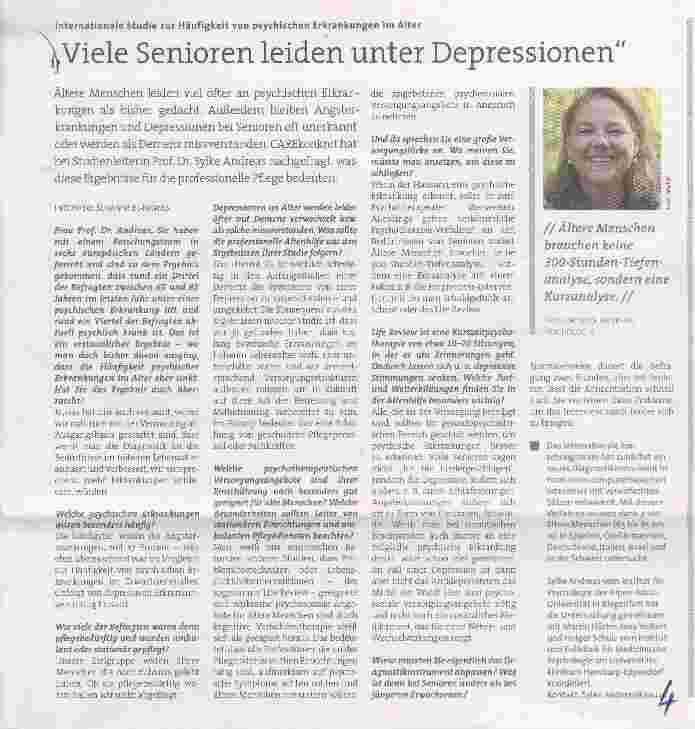 Vorschauseite 1: Viele Senioren leiden unter Depressionen