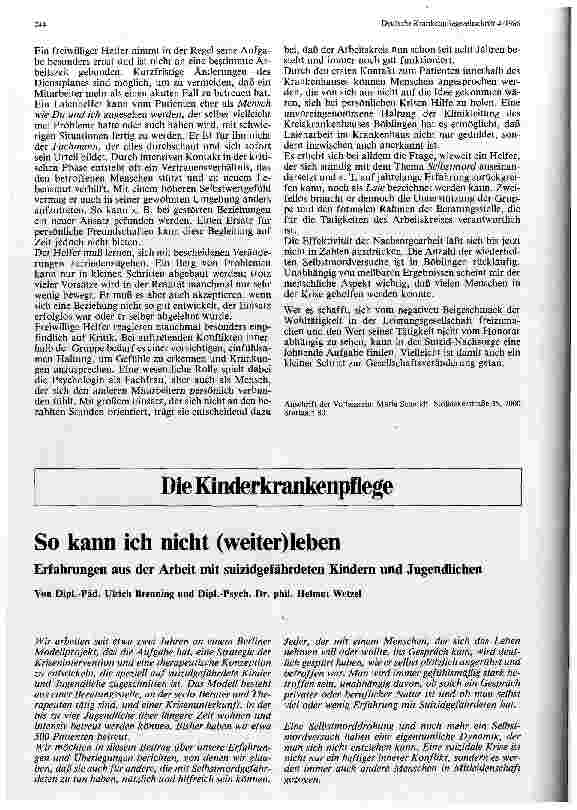 Vorschauseite 1: So kann ich nicht (weiter)leben Erfahrungen aus der Arbeit mit suizidgefährdeten Kindern und Jugendlichen