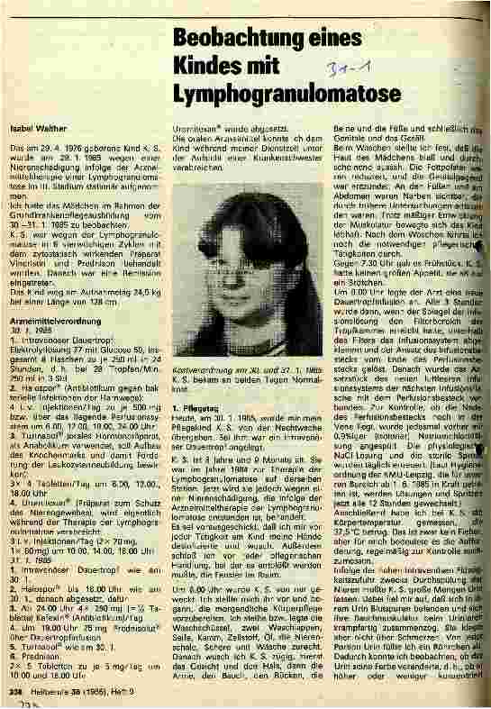 Vorschauseite 1: Beobachtung eines Kindes mit Lymphogranulomatose
