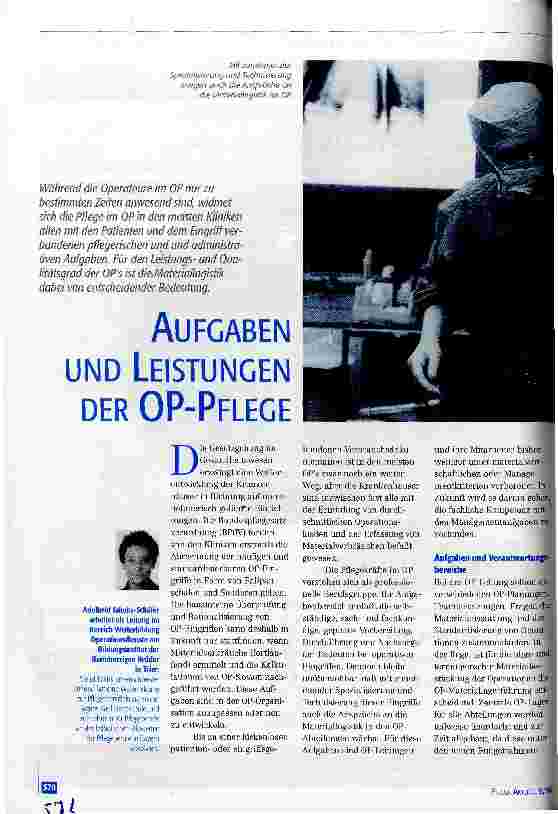 Vorschauseite 1: Aufgaben und Leistungen der OP-Pflege