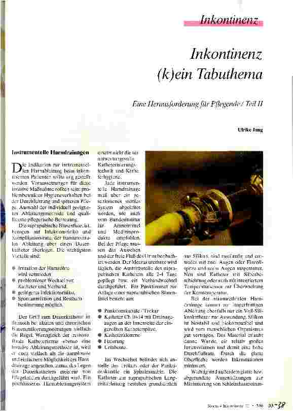 Vorschauseite 1: Inkontinenz - (k)ein Tabuthema Eine Herausforderung für Pflegende / Teil II
