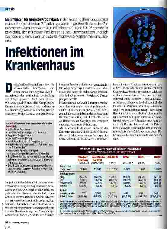 Vorschauseite 1: Infektionen im Kankenhaus Mehr Wissen für gezielte Prophylaxe