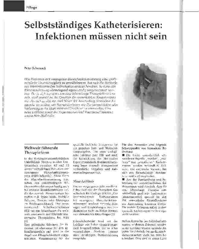 Vorschauseite 1: Selbstständiges Katheterisieren: Infektionen müssen nicht sein