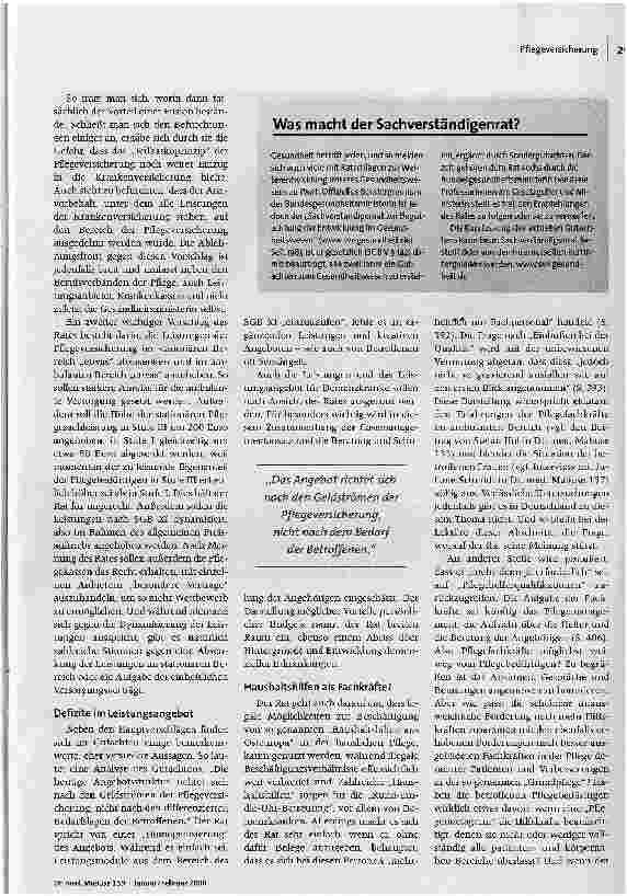Vorschauseite 2: Der Rat hat gesprochenDas Gutachten des Sachverständigenrates zur Pflegeversicherung