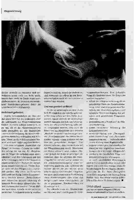 Vorschauseite 3: Der Rat hat gesprochenDas Gutachten des Sachverständigenrates zur Pflegeversicherung