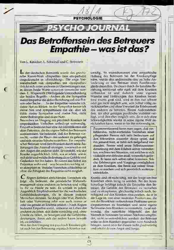 Vorschauseite 1: Das Betroffensein des Betreuers Empathie - was ist das?