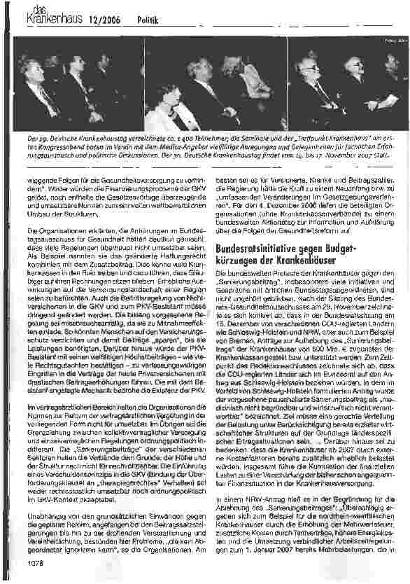 Vorschauseite 6: Medica, Gesundheitsreform und Krankenhaustag