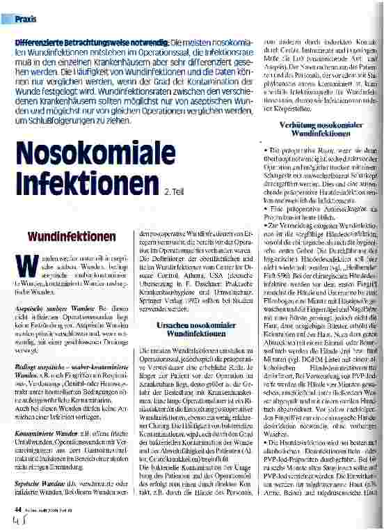 Vorschauseite 1: Nosokomiale Infektionen 2. Teil