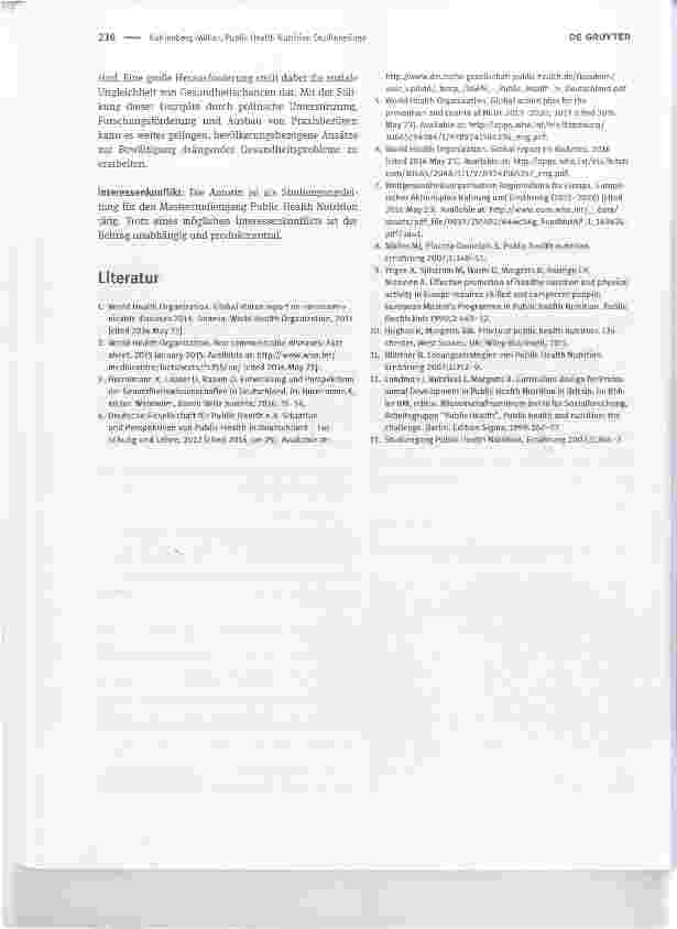 Vorschauseite 3: Welchen Beitrag können Public Health Nutrition Studiengänge für die Gesundheitswissenschaften leisten?