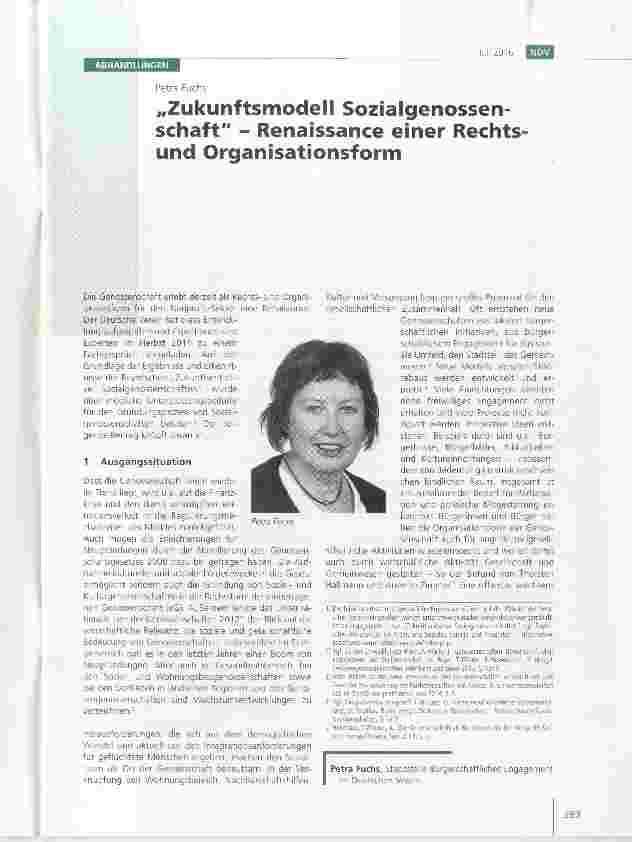 Vorschauseite 1: „Zukunftsmodell Sozialgenossenschaft - Renaissance einer Rechtsund Organisationsform