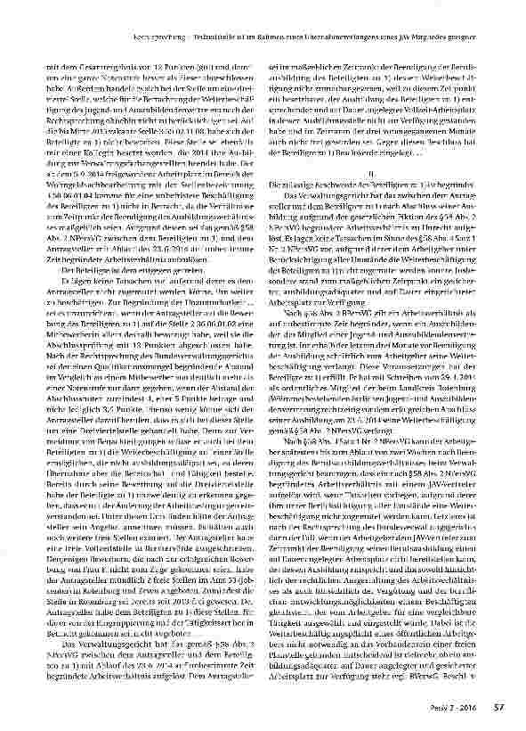 Vorschauseite 2: Teilzeitstelle ist im Rahmen eines Übernahmeverlangens eines JAV-Mitgliedes geeignet