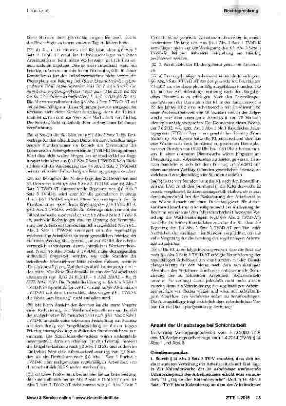 Vorschauseite 4: Verminderung der regelmäßigen Arbeitszeit nach §6 Abs. 3 Satz 3 TVöD-AT bei dienstplanmäßig teilweise freiem Wochenfeiertag BGB § 611 Abs. 1; EFZG § 2 Abs. 1; TVöD-AT § 6 Abs. 3 S…